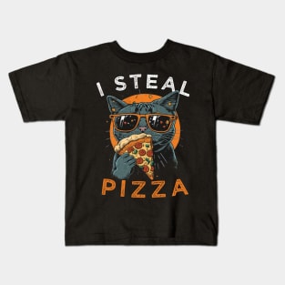 Funny Cat Saying - I Steal Pizza Funny Sarcastic Saying Gift Ideas For Pizza Lovers and Cat Owner Kids T-Shirt